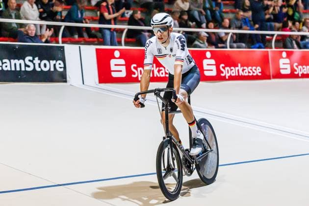 Daniel Harnisch GER at the start, 05 09 2025, Erfurt Germany , Track cycling, Stand-up and Derny European Championships 2025 xprx