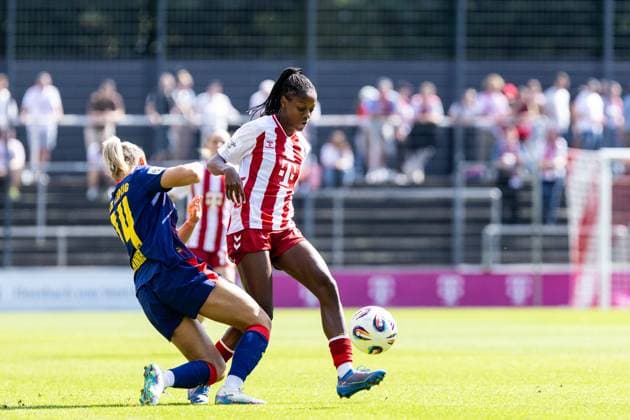 Google Pixel Women Bundesliga 1 FC Cologne Women RB Leipzig Women 06 09 2025 Lydia Andrade 1 FC Cologne Women, 17 , Marleen Schimmer RB Leipzig Women, 14 Google Pixel Women Bundesliga 1 FC Cologne Women RB Leipzig Women Franz Kremer Stadion, Cologne 06 09 2025 Copyright: xBEAUTIFULxSPORTS Buriakovx