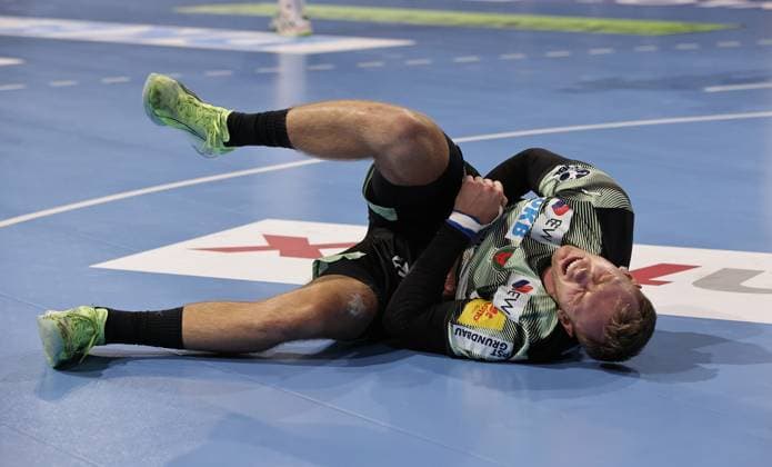 Mathias Gidsel injured Single image Cropped image Sport Handball HBL Bundesliga Men 3 Matchday Season 2025 2026 06 09 2025 Füchse Berlin vs SC Magdeburg SCM