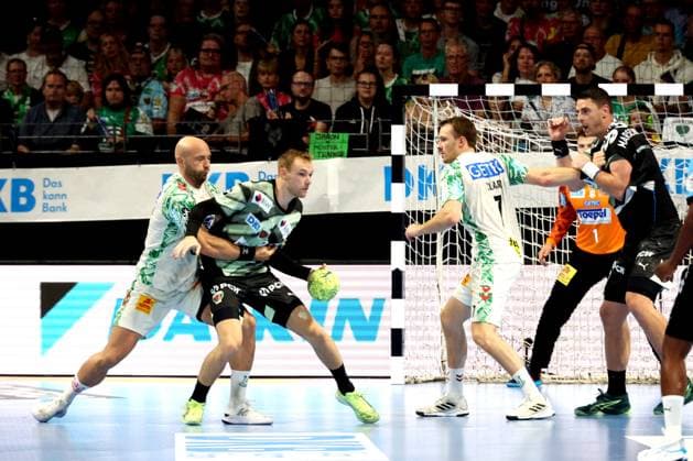 DEU, DHB, 1 HBL, Fuechse Berlin vs SC Magdeburg, 06 09 2025, Max Schmeling Halle, Berlin, DEU, DHB, 1 HBL, Fuechse Berlin vs SC Magdeburg, in the picture Mathias Gidsel Fuechse Berlin 19 ,Mijajlo Marsenic Fuechse Berlin 93 , Oscar Bergendahl SC Magdeburg 54 , Felix Claar SC Magdeburg 7 nordphotoxGmbHx xEngler nph00076