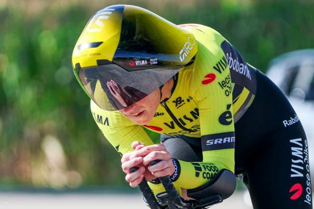 Carlijn Achtereekte Team Visma Lease a Bike during the Stage 5 Doetinchem Westendorp ITT of the Simac Ladies Tour 2025 on September 6, 2025 in Doetinchem, Netherlands Photo by Wart Brinkerhof Marcel ter Bals DeFodi Images