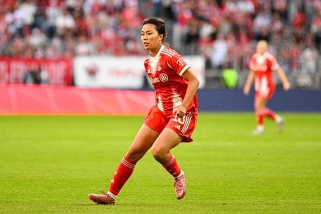 Soccer I Women I Season 2025 2026 I Bundesliga I 1 Matchday I FC Bayern Munich Bayer 04 Leverkusen I 06 09 2025 Momoko Tanikawa 18, FC Bayern Munich Crop, close-up, portrait, portrait, single photo, single image, body Munich Allianz Arena Werner Heisenberg Allee 25 Bavaria Germany Copyright: xLobeca InesxHähnelx