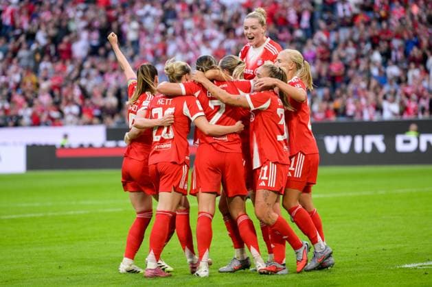 Soccer, Google Pixel Womens Bundesliga, 20250906, FC Bayern Munich Bayer 04 Leverkusen In the picture Bayern goal celebration cheers goal 1 0 Munich Allianz Arena Bayern Germany Copyright: Passion2Press MarkusxFischerx