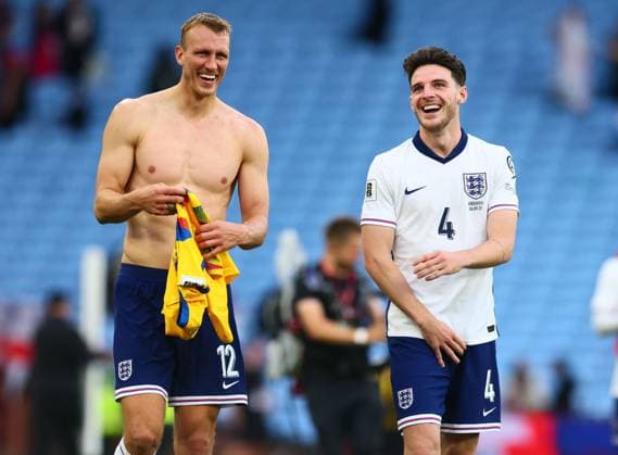 Dan Burn of England and Declan Rice at the end of the match England v Andorra, FIFA 2026 World Cup Qualifying, Group K, Football, Villa Park, Birmingham, UK - 06 Sept 2025Birmingham Villa Park United Kingdom EDITORIAL USE ONLY No use with unauthorised audio, video, data, fixture lists, club league logos or live services. Online in-match use limited to 120 images, no video emulation. No use in betting, games or single club league player publications.  Copyright: xPaulxCurrie Shutterstockx 15471184cu
