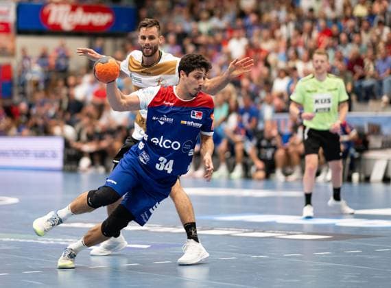 Yonathan Dayan, HBW Balingen Weilstetten, 34 on throw, HBW Balingen Weilstetten vs HC Elbflorenz Dresden, Handball, 2 Bundesliga, 2 Matchday, Season 2025 2026, 06 09 2025 Eibner Pressefoto Andreas Ulmer HBW Balingen Weilstetten vs HC Elbflorenz Dresden, Handball, 2 Bundesliga, 2 Matchday, Season 2025 2026, 06 09 2025 Balingen Copyright: xEibner-Pressefoto AndreasxUlmerx EP_AUR