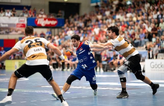 Yonathan Dayan, HBW Balingen Weilstetten, 34 on throw, HBW Balingen Weilstetten vs HC Elbflorenz Dresden, Handball, 2 Bundesliga, 2 Matchday, Season 2025 2026, 06 09 2025 Eibner Pressefoto Andreas Ulmer HBW Balingen Weilstetten vs HC Elbflorenz Dresden, Handball, 2 Bundesliga, 2 Matchday, Season 2025 2026, 06 09 2025 Balingen Copyright: xEibner-Pressefoto AndreasxUlmerx EP_AUR