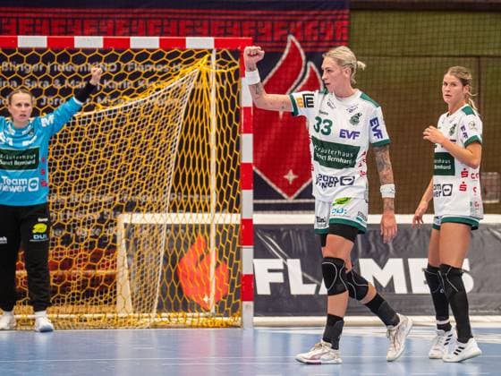 Luisa Schulze Frisch Auf Frauen, 33 ballt die Jubelfaust, HSG Bensheim Auerbach vs Frisch Auf Goeppingen, Handball, 1 Bundesliga, Season 2025 2026, 06 09 2025 HSG Bensheim Auerbach vs Frisch Auf Goeppingen, Handball, 1 Bundesliga, Season 2025 2026, 06 09 2025 Bensheim Copyright: xMichaelxSchmidt Eibner-Pressefotx EP_MST