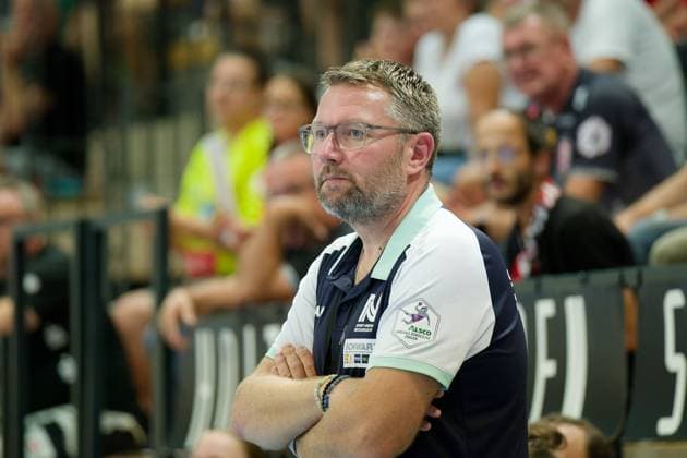 Coach Thomas Zeitz Neckarsulm , SV Union Halle Neustadt vs Sport Union Neckarsulm, Handball Bundesliga Frauen, Saison 2025 26, 2 Spieltag, 06 09 2025 Halle SWH Arena Sachsen Anhalt Germany