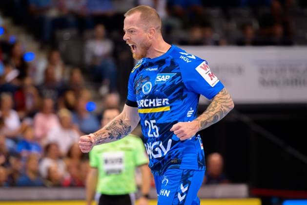 Stuttgart, Handball Bundesliga HBL 25 26 TVB Stuttgart Bergischer HC Patrick Zieker Stuttgart Jubel Freude Emotion Torjubel Torschuetze Torschütze Stuttgart Porsche Arena Baden Württemberg Germany