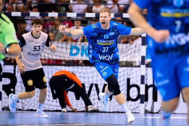 Stuttgart, Handball Bundesliga HBL 25 26 TVB Stuttgart Bergischer HC Jonas Truchanovicius Stuttgart Jubel Freude Emotion Torjubel Torschuetze Torschütze Stuttgart Porsche Arena Baden Württemberg Germany