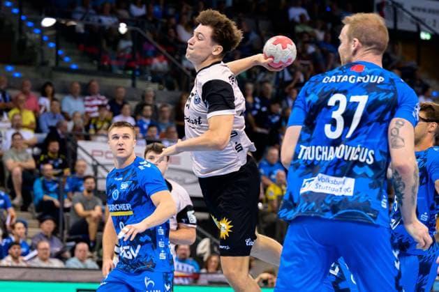 Stuttgart, Handball Bundesliga HBL 25 26 TVB Stuttgart Bergischer HC Sören Steinhaus Bergischer HC Stuttgart Porsche Arena Baden Württemberg Germany
