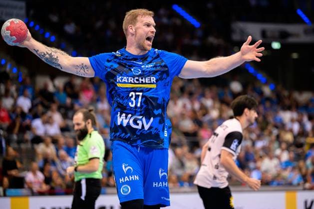 Stuttgart, Handball Bundesliga HBL 25 26 TVB Stuttgart Bergischer HC Jonas Truchanovicius Stuttgart Jubel Freude Emotion Stuttgart Porsche Arena Baden Württemberg Germany