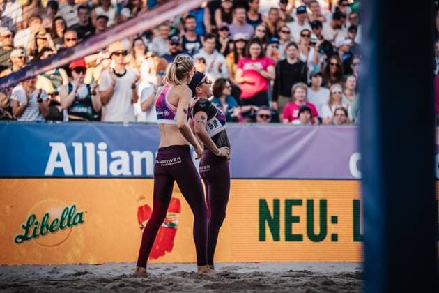 Beach Volleyball Womens German Championships 2025 Timmendorfer Strand 06 09 2025 from l Nele Barber and Melanie Gernert Timmendorfer Strand Ahmann Hager Arena Schleswig Holstein Germany