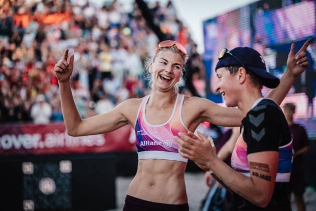 Beach Volleyball Womens German Championships 2025 Timmendorfer Strand 06 09 2025 from l Nele Barber and Melanie Gernert Timmendorfer Strand Ahmann Hager Arena Schleswig Holstein Germany