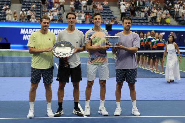 TENNIS : US Open 2025 - Finale - Double - Flushing Meadows - New York - 06 09 2025 Marcel Granollers (ESP) - Horacio Zeballos (ARG) - Joe Salisbury (GBR) - Neal Skupski (GBR) us  Copyright: xSportxVisionx