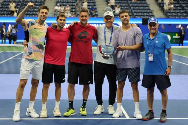 TENNIS : US Open 2025 - Finale - Double - Flushing Meadows - New York - 06 09 2025 Marcel Granollers (ESP) - Horacio Zeballos (ARG) - Joe Salisbury (GBR) - Neal Skupski (GBR) us  Copyright: xSportxVisionx