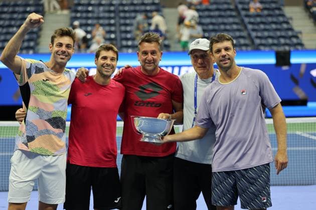 TENNIS : US Open 2025 - Finale - Double - Flushing Meadows - New York - 06 09 2025 Marcel Granollers (ESP) - Horacio Zeballos (ARG) - Joe Salisbury (GBR) - Neal Skupski (GBR) us  Copyright: xSportxVisionx