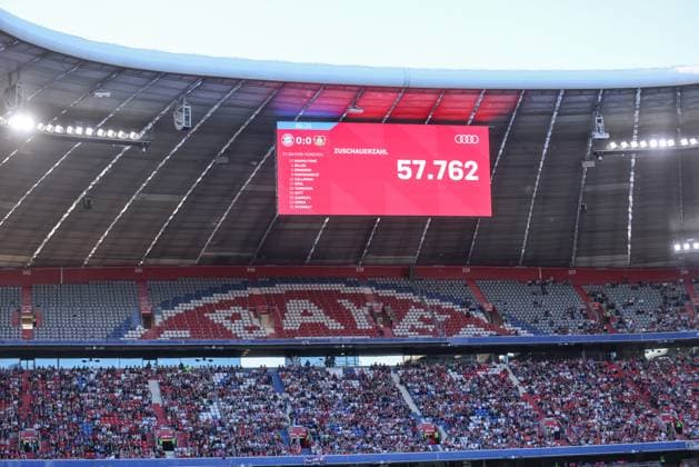 DEU, München, FC Bayern München vs Bayer Leverkusen, Google Pixel Frauen Bundesliga DFB, Saison 2526, Allianz Arena, 1 Spieltag, im Bild Bundesliga Zuschauer Rekord in der Allianz Arena, 57 762 Zuschauer sahen die Spiel Bayern gegen Leverkusen DFB DFL REGULATIONS PROHIBIT ANY USE OF PHOTOGRAPHS AS IMAGE SEQUENCES AND OR QUASI VIDEO, 06 09 2025, Copyright: HMBxMedia HendrikxHamelau