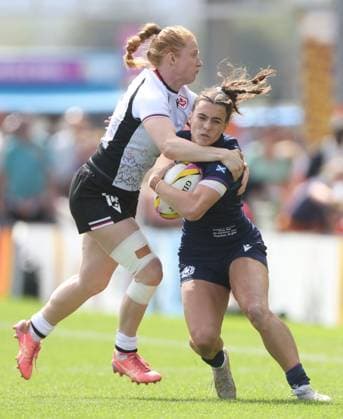 Helen Nelson of Scotland is tackled by Paige Farries of Canada Canada v Scotland, Women s Rugby World Cup, Group B, Rugby Union, Sandy Park, Exeter, UK - 06 Sept 2025Exeter Sandy Park United Kingdom EDITORIAL USE ONLY No use with unauthorised audio, video, data, fixture lists, club league logos or live services. Online in-match use limited to 120 images, no video emulation. No use in betting, games or single club league player publications. Copyright: xKieranxMcManus Shutterstockx 15471114by