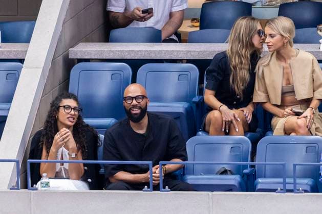 Musician Common watches Aryna Sabalenka of Belarus play Amanda Anisimova in the first set of the Women s Finals of the US Open Tennis Championships in Arthur Ashe Stadium at the Billie Jean King National Tennis Center in New York City on Saturday, September 6, 2025.  NYP20250906824 COREYxSIPKIN