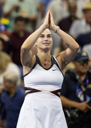 Aryna Sabalenka cheers after the victory, jubilation, joy, emotion, Ladies Singles, Final, Final, US Open Championships 2025, USTA Billie Jean King National Tennis Center, Flushing Meadows, New York, USA Copyright: xJuergenxHasenkopfx