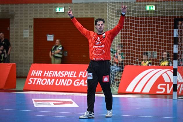 Germany Handball 2 Bundesliga 2025 26, 06 09 2025, 2 Matchday HSG Krefeld Niederrhein vs Die Eulen Ludwigshafen Sporthalle Glockenspitz Krefeld , Finn Rüspeler HSG Krefeld Niederrhein, 1 Copyright: xMarkusxVerwimpx