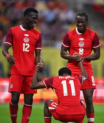 Romania V Canada - International Friendly, Länderspiel, Nationalmannschaft Ali Ahmed celebrates after scoring his side s second goal during the International Friendly match between Romania and Canada at National Arena in Bucharest, Romania, on September 5, 2025. Bucharest Romania  Copyright: xAlexxNicodimx originalFilename:nicodim-romaniav250905_npYel.jpg