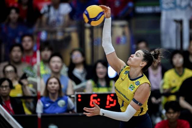 Japan v Brazil - FIVB Women’s World Volleyball Championship BANGKOK, THAILAND - SEPTEMBER 7: Rosamaria Montibeller (7) of Brazil competes during the FIVB Women s Volleyball World Championship, WM, Weltmeisterschaft bronze medal match between Japan and Brazil at the Huamark Indoor Stadium in Bangkok, Thailand on September 7, 2025. Mustafa Hatipoglu Anadolu Bangkok Thailand. Editorial use only. Please get in touch for any other usage.  Copyright: x2025xAnadoluxMustafaxHatipoglux