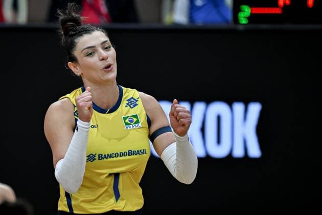 Japan v Brazil - FIVB Women’s World Volleyball Championship BANGKOK, THAILAND - SEPTEMBER 7: Rosamaria Montibeller (7) of Brazil competes during the FIVB Women s Volleyball World Championship, WM, Weltmeisterschaft bronze medal match between Japan and Brazil at the Huamark Indoor Stadium in Bangkok, Thailand on September 7, 2025. Mustafa Hatipoglu Anadolu Bangkok Thailand. Editorial use only. Please get in touch for any other usage.  Copyright: x2025xAnadoluxMustafaxHatipoglux