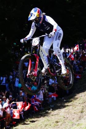 2025 UCI Mountain Bike World Championships Picture by Ed Sykes SWpix.com - 07 09 2025 - Cycling - 2025 UCI Mountain Bike World Championships - Downhill - ChampÃ ry, Valais, Switzerland - Women Elite Final - Myriam Nicole (France) Copyright: x xSWpix.comx(t axPhotographyxHubxLtd)xEdxSykes SWpix.comx SWP-3030-2503