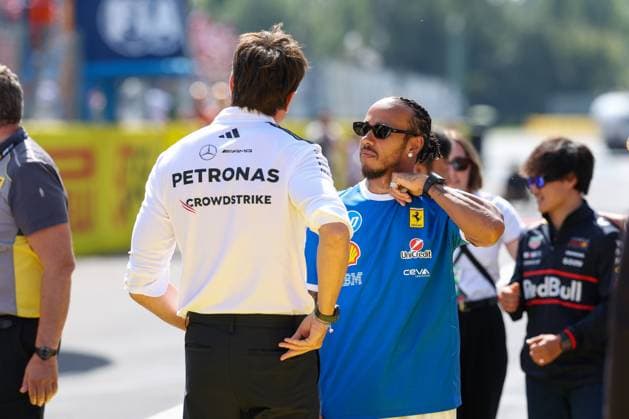 Drivers Parade, Mercedes boss Toto Wolff Mercedes AMG Petronas , Lewis Hamilton Scuderia Ferrari HP 44 , Race, Italian Grand Prix, Motorsport, Men, Formula 1, 07 09 2025 Monza Lombardy Italy Copyright: xkolbert-press ChristianxKolbertx
