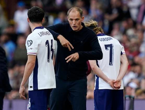 Birmingham, England, 6th September 2025. Thomas Tuchel manager of England during the England vs Andorra FIFA World Cup, WM, Weltmeisterschaft, Fussball Qualifier match at Villa Park, Birmingham. Picture credit should read: Andrew Yates Sportimage EDITORIAL USE ONLY. No use with unauthorised audio, video, data, fixture lists, club league logos or live services. Online in-match use limited to 120 images, no video emulation. No use in betting, games or single club league player publications. SPI_134_AY_ENG_AND SPI-4113-0129