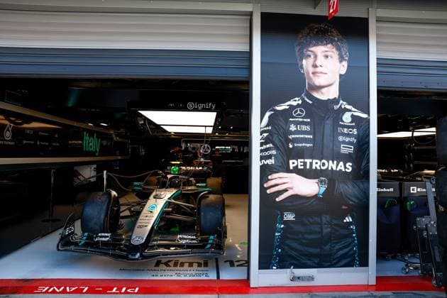 Garage of 12 Andrea Kimi Antonelli ITA, Mercedes AMG Petronas F1 Team , F1 Grand Prix of Italy at Autodromo Nazionale Monza on September 7, 2025 in Monza, Italy Photo by HOCH ZWEI Monza Italy