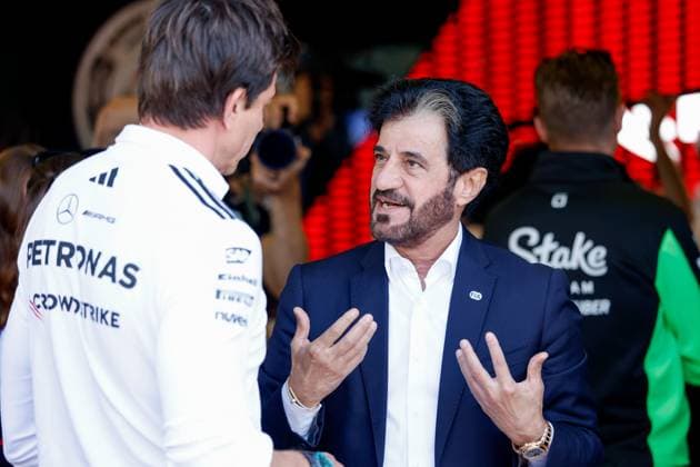 Toto Wolff AUT, Mercedes AMG Petronas F1 Team , Mohammed Ben Sulayem UAE, FIA President , F1 Grand Prix of Italy at Autodromo Nazionale Monza on September 7, 2025 in Monza, Italy Photo by HOCH ZWEI Monza Italy