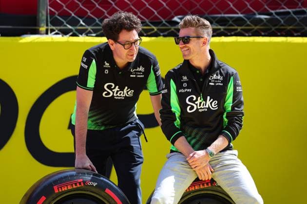 Mattia Binotto ITA, COO and CTO Sauber Motorsport AG , 27 Nico Hulkenberg DEU, Stake F1 Team Kick Sauber , F1 Grand Prix of Italy at Autodromo Nazionale Monza on September 7, 2025 in Monza, Italy Photo by HOCH ZWEI Monza Italy