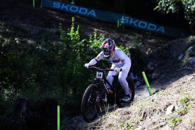 2025 UCI Mountain Bike World Championships Picture by Ed Sykes SWpix.com - 07 09 2025 - Cycling - 2025 UCI Mountain Bike World Championships - Downhill - ChampÃ ry, Valais, Switzerland - Men Elite Final - Jordan Williams (Great Britain) Copyright: x xSWpix.comx(t axPhotographyxHubxLtd)xEdxSykes SWpix.comx SWP-3030-2674