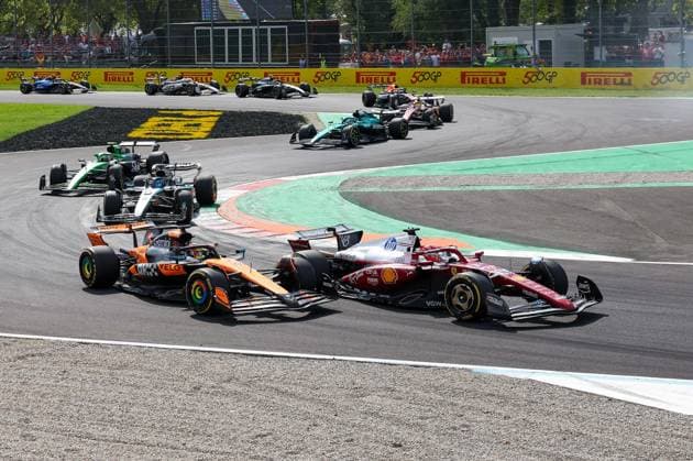 Charles Leclerc Scuderia Ferrari HP 16 , Oscar Piastri McLaren Formula 1 Team 81 , Race, Italian Grand Prix, Motorsport, Men, Formula 1, 07 09 2025 Monza Lombardy Italy Copyright: xkolbert-press ChristianxKolbertx