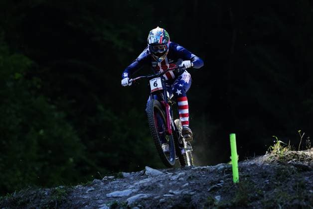 2025 UCI Mountain Bike World Championships Picture by Ed Sykes SWpix.com - 07 09 2025 - Cycling - 2025 UCI Mountain Bike World Championships - Downhill - ChampÃ ry, Valais, Switzerland - Men Elite Final - Luca Shaw (United States) Copyright: x xSWpix.comx(t axPhotographyxHubxLtd)xEdxSykes SWpix.comx SWP-3030-2702