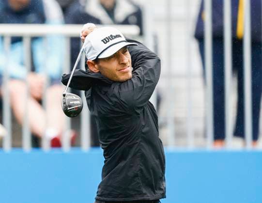 7th September 2025; The K Club, Straffan, County Kildare, Ireland: Amgen Irish Open Golf Final Round; Joakim Lagergren of Sweden tees off on the 1st hole  PeterxFitzpatrick