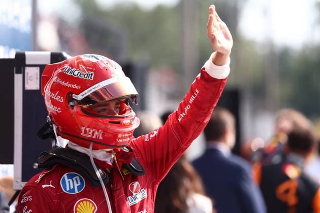F1 Grand Prix of Italy Charles Leclerc of Scuderia Ferrari greets the fans at the end of the F1 Grand Prix of Italy at Autodromo Nazionale on September 7, 2025 in Monza, Italy. Monza Autodromo Nazionale Italy Copyright: xMarcoxCanonierox