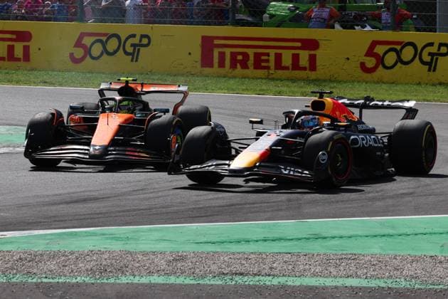 1 Max Verstappen NLD, Oracle Red Bull Racing , 4 Lando Norris GBR, McLaren F1 Team , F1 Grand Prix of Italy at Autodromo Nazionale Monza on September 7, 2025 in Monza, Italy Photo by HOCH ZWEI Monza Italy