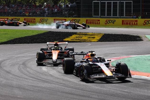 1 Max Verstappen NLD, Oracle Red Bull Racing , 4 Lando Norris GBR, McLaren F1 Team , F1 Grand Prix of Italy at Autodromo Nazionale Monza on September 7, 2025 in Monza, Italy Photo by HOCH ZWEI Monza Italy