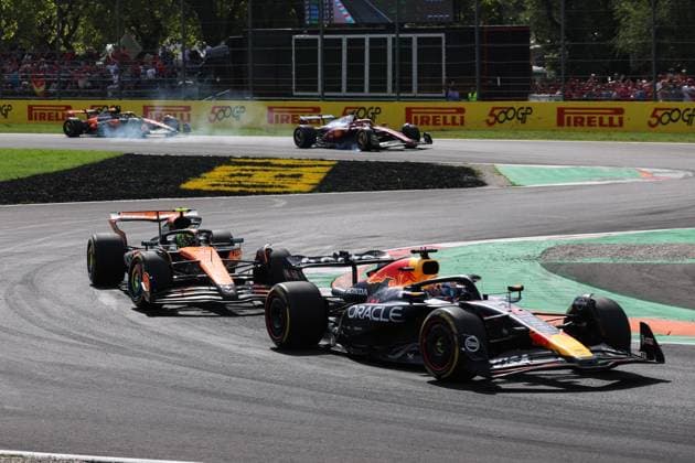 1 Max Verstappen NLD, Oracle Red Bull Racing , 4 Lando Norris GBR, McLaren F1 Team , F1 Grand Prix of Italy at Autodromo Nazionale Monza on September 7, 2025 in Monza, Italy Photo by HOCH ZWEI Monza Italy
