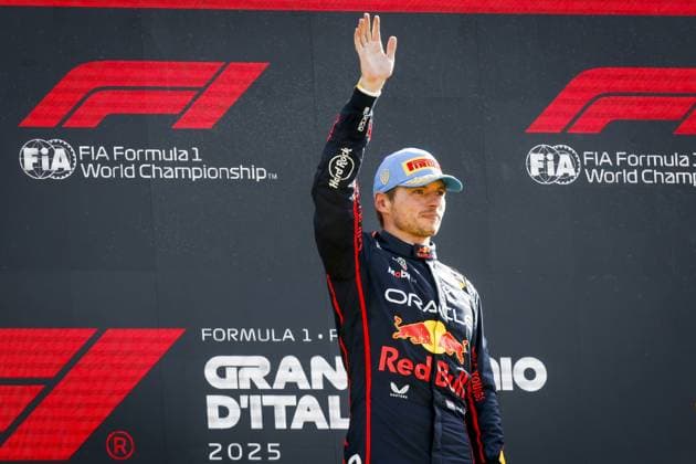 MONZA - Max Verstappen (Red Bull Racing) on the podium at the Monza circuit after winning the Italian Grand Prix. ANP SEM VAN DER WAL xVIxANPxSportx xxANPxIVx 535284861 originalFilename: 535284861.jpg