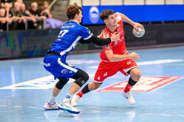 Philipp, Meyer Kreislaeufer, ThSV Eisenach, 27 , Nikolaj, Enderleit Rueckraum Rechts, MT Melsungen, 4 GER, Thuringia, ThSV Eisenach vs MT Melsungen, 1 Daikin Handballbundesliga, Handball, Matchday 3, Season 2025 2026, 07 09 2025 GER, Thuringia, ThSV Eisenach vs MT Melsungen, 1 Daikin Handballbundesliga, Handball, Matchday 3, Season 2025 2026, 07 09 2025 Eisenach Copyright: xEibner-Pressefoto MartinxHerbstx EP_MHT
