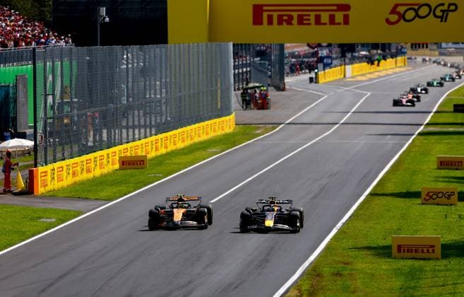 4 Lando Norris GBR, McLaren F1 Team , 1 Max Verstappen NLD, Oracle Red Bull Racing , F1 Grand Prix of Italy at Autodromo Nazionale Monza on September 7, 2025 in Monza, Italy Photo by HOCH ZWEI Monza Italy