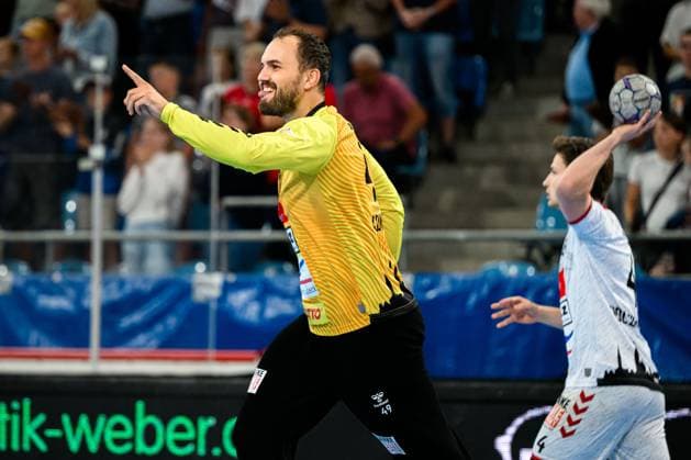 Bietigheim HBL 25 26 SG BBM Bietigheim VfL Luebeck Schwartau Goalkeeper Nils Conrad VfL Luebeck Schwartau Bietigheim Bissingen Egetrans Arena Baden Württemberg Germany