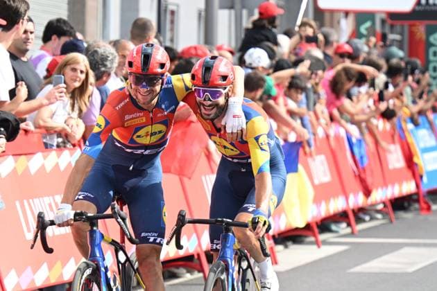 07-09-2025 Vuelta A Espana; Tappa 15 Vegadeo - Monforte De Lemos; 2025, Lidl - Trek; Ciccone, Giulio; Bernard, Julien; Monforte De Lemos; 