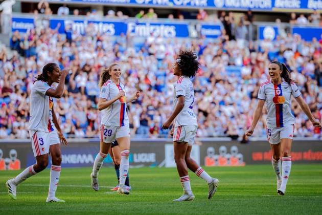 Lily Yohannes (20 Olympique Lyonnais) celebrates her goal during the Arkema Premiere Ligue game between OL Lyonnes and Olympique de Marseille at Groupama Stadium in Lyon, France. Copyright: xPaulinexFIGUETx xSPPx Sportspressphoto_SPR22113