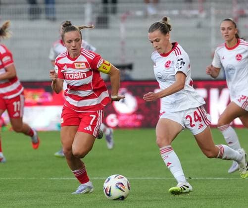 07 09 2025 Soccer Season 2025 2026 1 Google Pixel Women Bundesliga 1 Matchday 1 FC Union Berlin Women FCU 1 FC Nuremberg Women FCN Club Clubwomen ChPr xchxprx from left Lisa Heiseler 7, 1 FC Union Berlin Nastassja Lein 24, 1 FC Nuremberg FCN